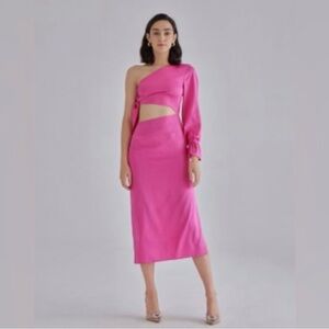 Chic One-Shoulder Pink Dress